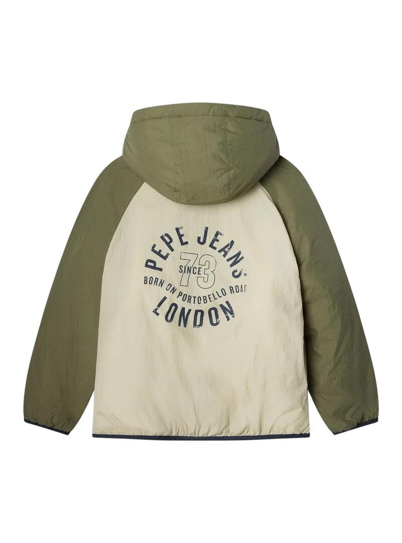 Giacca Pepe Jeans Noel beige e verde per bambino