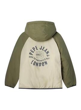 Giacca Pepe Jeans Noel beige e verde per bambino