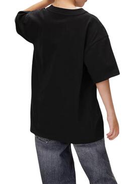 Maglietta Calvin Klein Festive logo nera per bambino