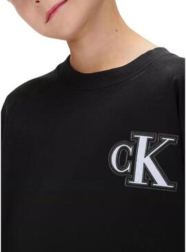 Maglietta Calvin Klein Festive logo nera per bambino