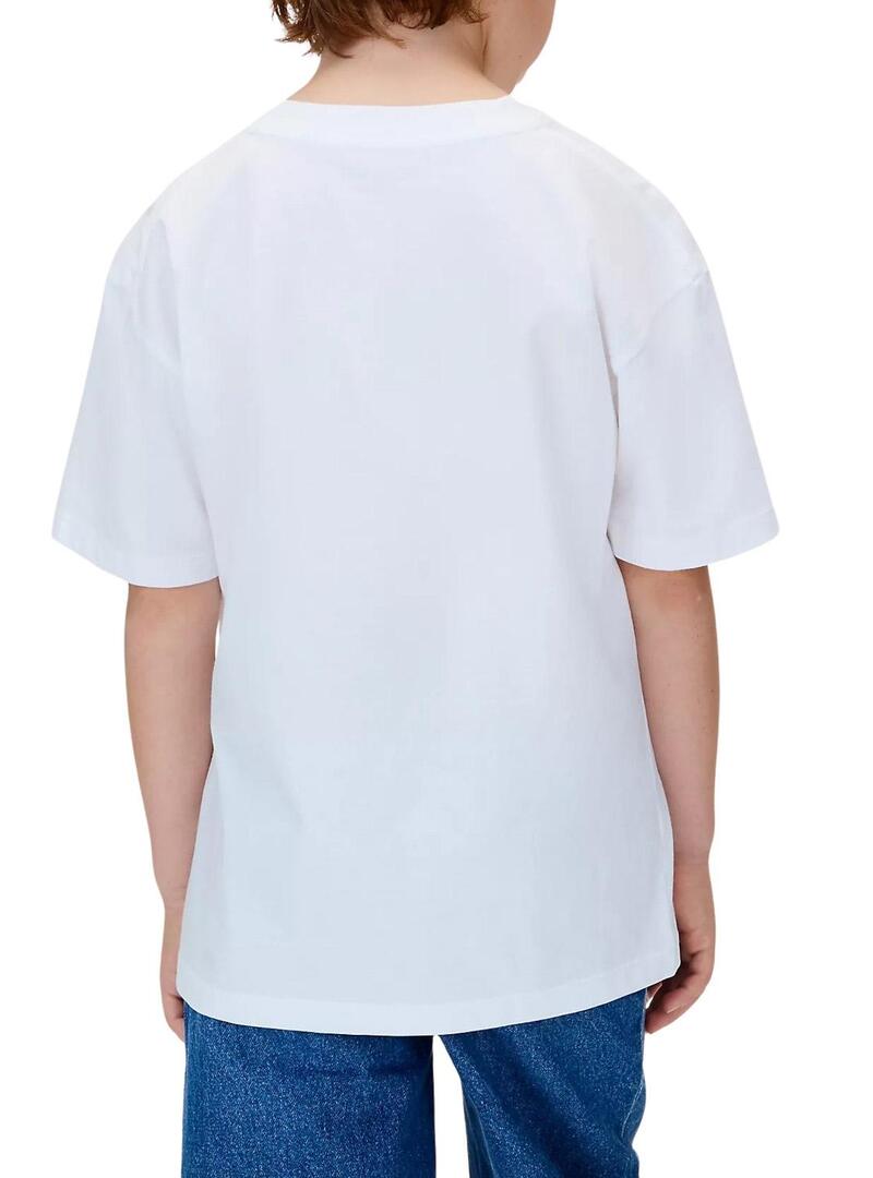 Maglietta Calvin Klein con logo festivo bianco per bambino