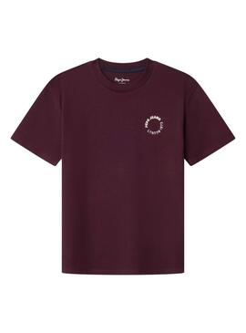 Maglietta Pepe Jeans Recco bordeaux per bambino