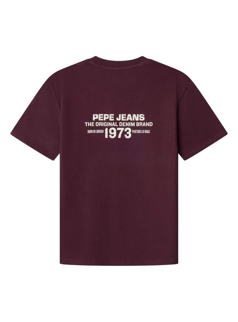 Maglietta Pepe Jeans Recco bordeaux per bambino