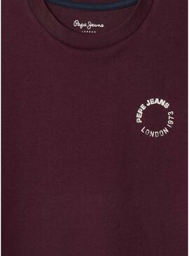 Maglietta Pepe Jeans Recco bordeaux per bambino