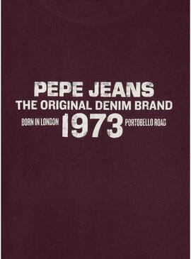 Maglietta Pepe Jeans Recco bordeaux per bambino