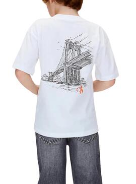 Maglietta Calvin Klein City bianca per bambino