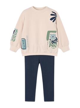 Set Mayoral leggings e felpa beige bambina