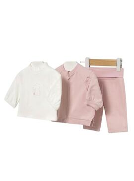 Tuta in pile Mayoral 3 pezzi rosa per bambini.