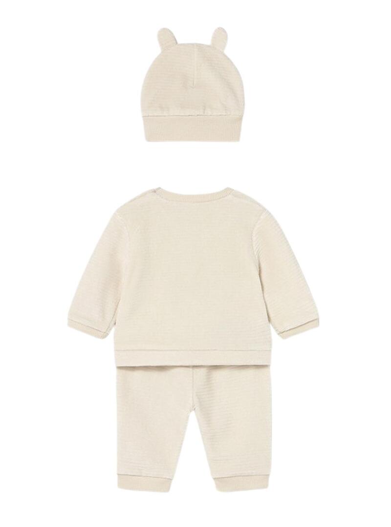 Tuta Mayoral 3 pezzi in velluto a coste beige per bambino.