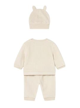 Tuta Mayoral 3 pezzi in velluto a coste beige per bambino.