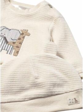 Tuta Mayoral 3 pezzi in velluto a coste beige per bambino.