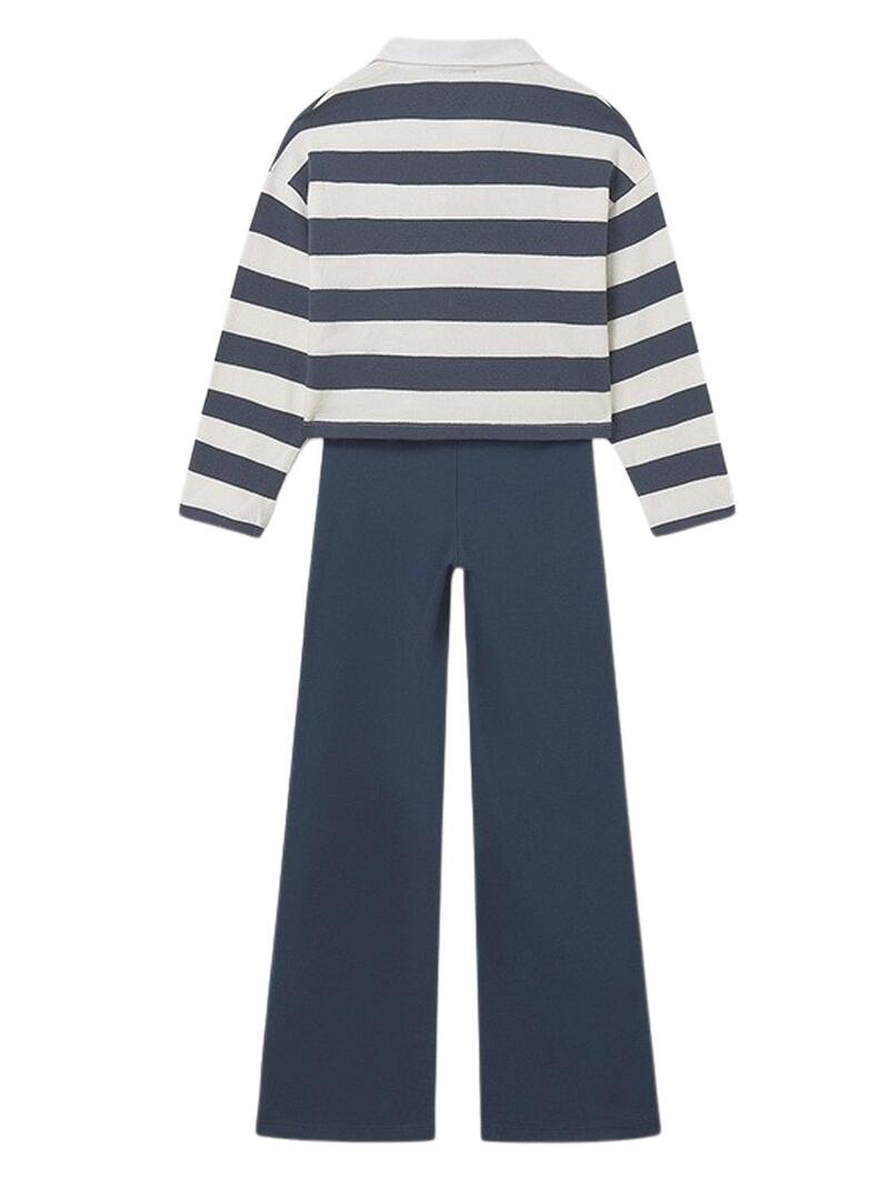 Set Mayoral pantaloni e polo a righe blu per bambina