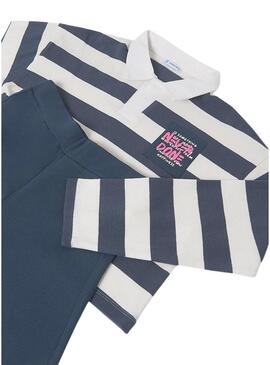 Set Mayoral pantaloni e polo a righe blu per bambina