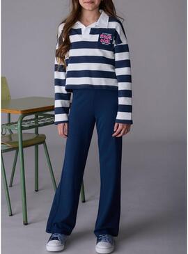 Set Mayoral pantaloni e polo a righe blu per bambina