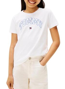 Maglietta Tommy Hilfiger Varsity logo bianco ragazza