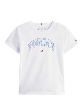 Maglietta Tommy Hilfiger Varsity logo bianco ragazza