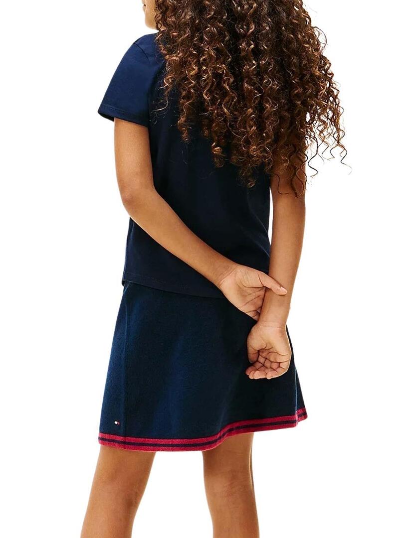 Maglietta Tommy Hilfiger Varsity slim blu navy per bambina