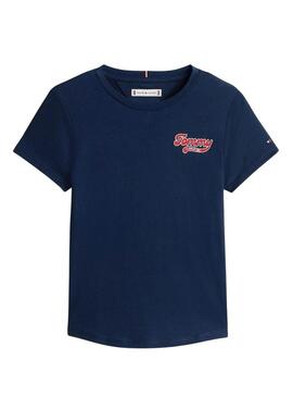 Maglietta Tommy Hilfiger Varsity slim blu navy per bambina