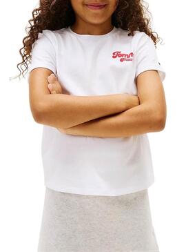 Maglietta Tommy Hilfiger Varsity slim bianca per bambina