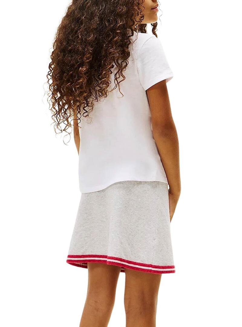 Maglietta Tommy Hilfiger Varsity slim bianca per bambina