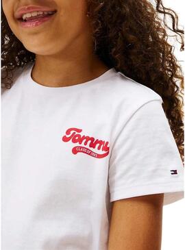 Maglietta Tommy Hilfiger Varsity slim bianca per bambina