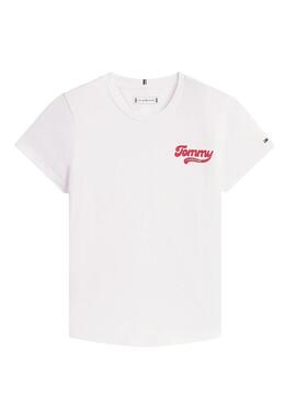 Maglietta Tommy Hilfiger Varsity slim bianca per bambina