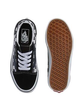 Scarpe Old Skool a quadri grigi per ragazzi e ragazze.