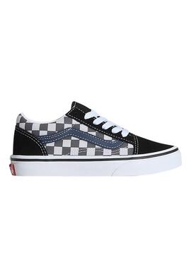 Scarpe Old Skool a quadri grigi per ragazzi e ragazze.