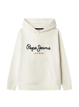 Felpa Pepe Jeans con cappuccio beige per bambino.