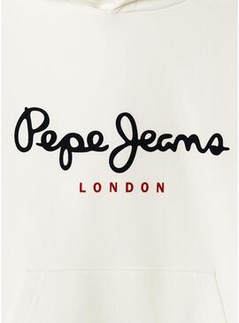 Felpa Pepe Jeans con cappuccio beige per bambino.