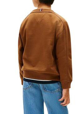 Felpa Tommy Hilfiger Varsity marrone per bambino.
