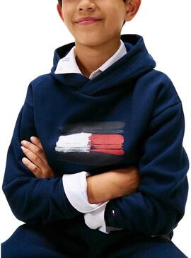 Felpa bambino Tommy Hilfiger Flag Archive blu marino