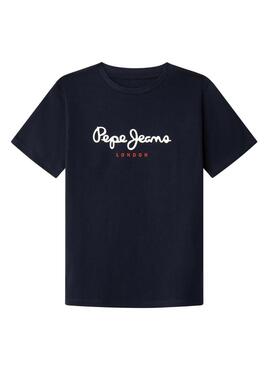 Maglietta Pepe Jeans New Art logo blu marino per bambino