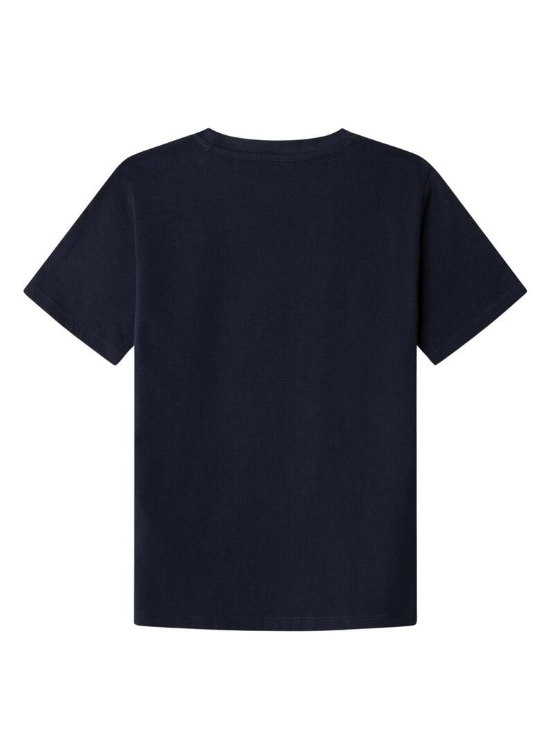 Maglietta Pepe Jeans New Art logo blu marino per bambino