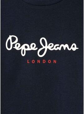 Maglietta Pepe Jeans New Art logo blu marino per bambino