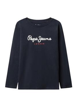 Maglietta Pepe Jeans New Herman logo marino bambino