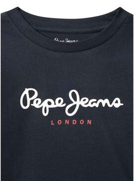 Maglietta Pepe Jeans New Herman logo marino bambino