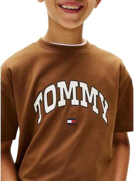 Maglietta Tommy Hilfiger Varsity marrone per bambino