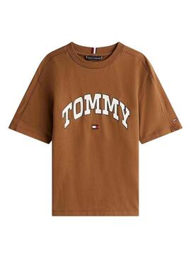 Maglietta Tommy Hilfiger Varsity marrone per bambino