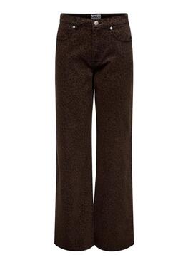 Pantaloni Only Madison stampa animale bordeaux per donna