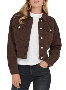 Giacca di jeans Only Anlie stampa animalier bordeaux
