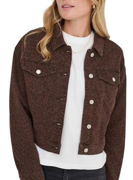 Giacca di jeans Only Anlie stampa animalier bordeaux