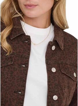Giacca di jeans Only Anlie stampa animalier bordeaux