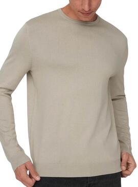 Maglia Only and Sons Wyler beige per uomo.