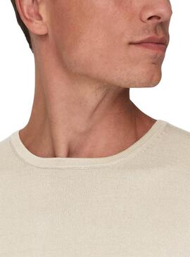 Maglia Only and Sons Wyler beige per uomo.