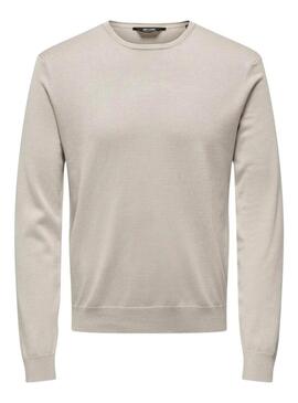 Maglia Only and Sons Wyler beige per uomo.