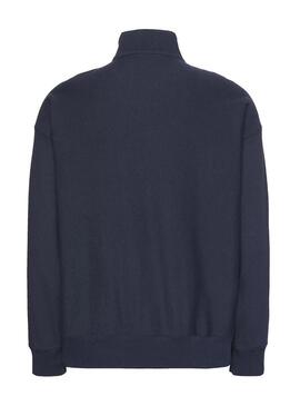 Felpa Calvin Klein Monologo con zip blu scuro per uomo