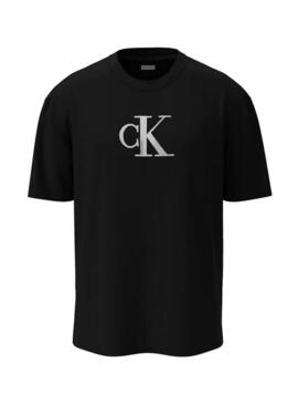 Maglietta Calvin Klein Jeans Center Monogram nera per uomo