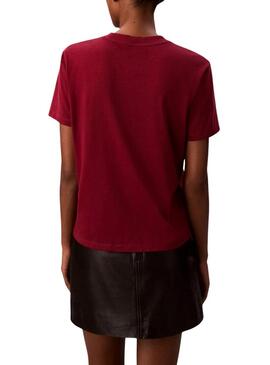 Maglietta Calvin Klein Jeans Institutional logo granata per donna