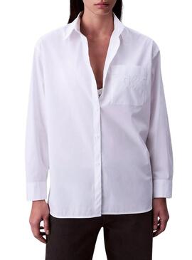 Camicia Calvin Klein Jeans in popeline bianco per donna